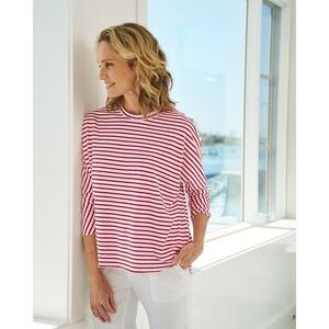 Frank & Eileen Anna Long Sleeve Capelet Red French Stripe Heritage Jersey Medium